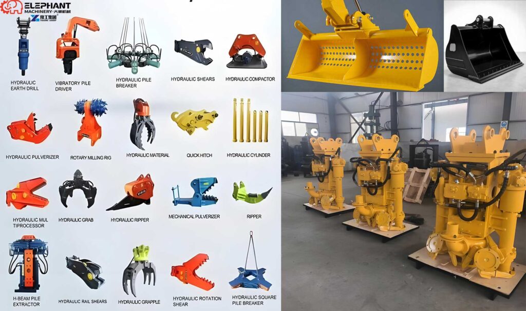 types of excavator attachments
