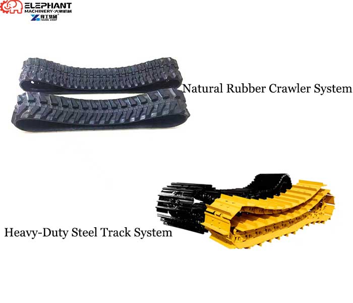 comparison of heavy duty steel crawler track and natural rubber crawler system for dredging robot