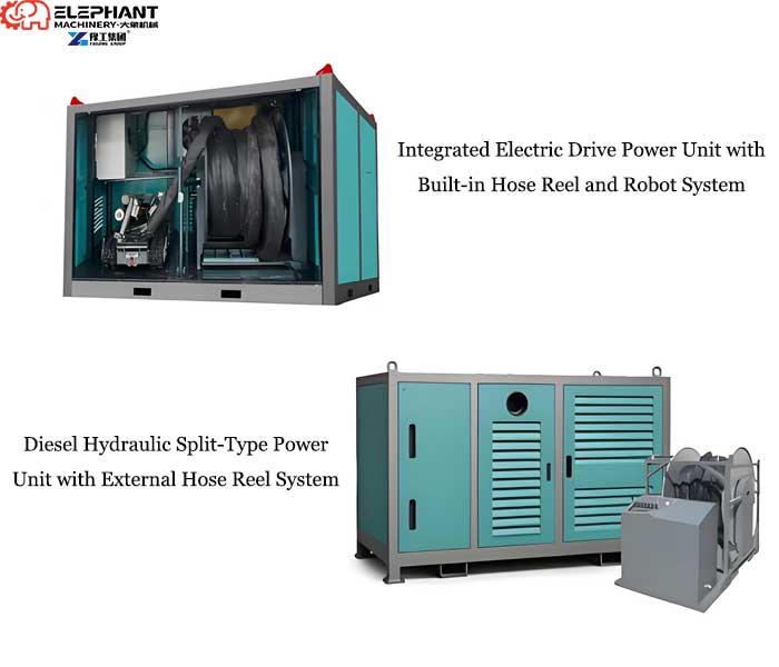 comparison of split type diesel hydraulic and integrated electric dredging robot power units