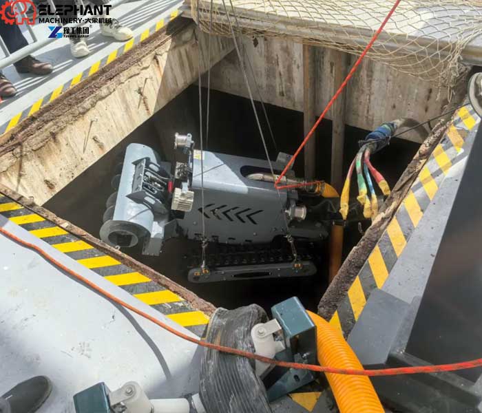 Industrial dredging robot for remote-controlled sludge removal in complex environments