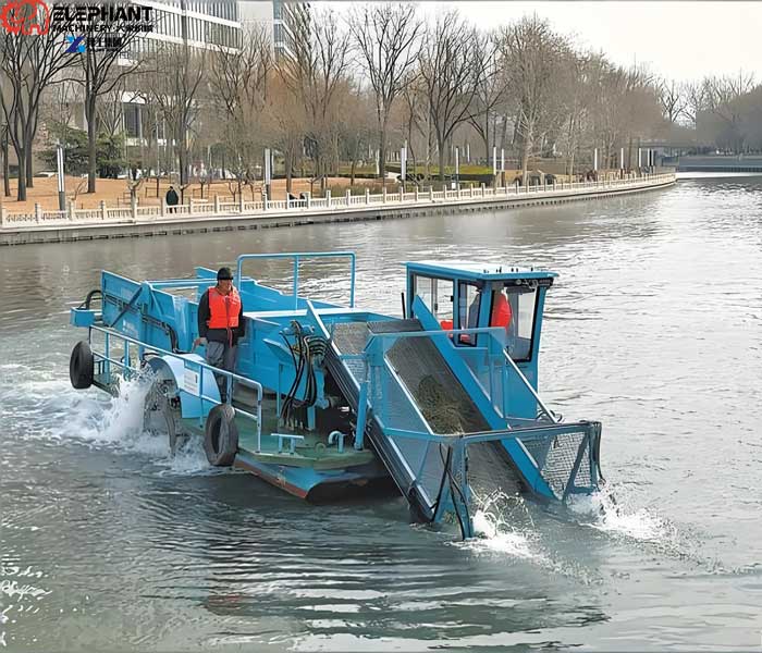 municipal river cleaning skimmer boat