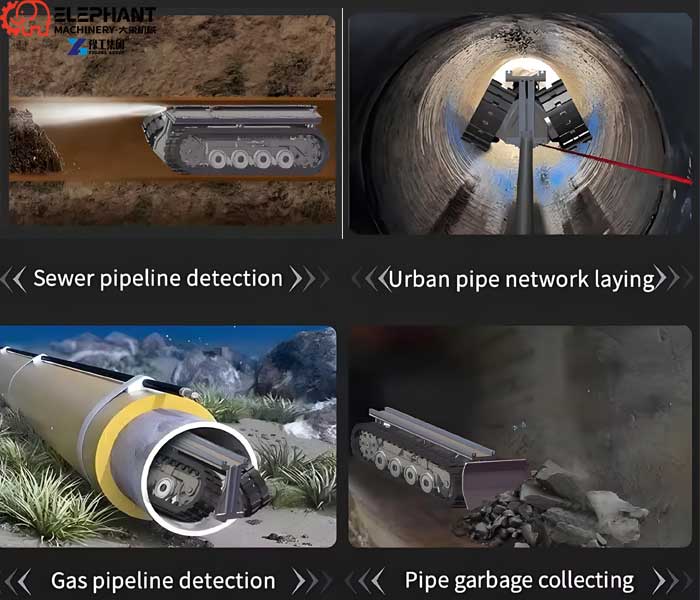 remote control sewer pipe cleaning robot for underground pipeline cleaning