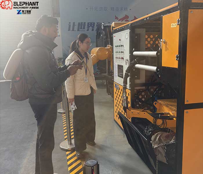 customer inspecting remote controlled dredging robot equipment