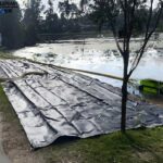 pond sediment removal robot cleaning a park landscape pond