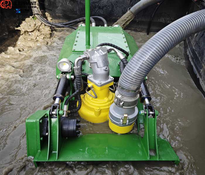 crawler sludge cleaning robot working in biogas tank sludge