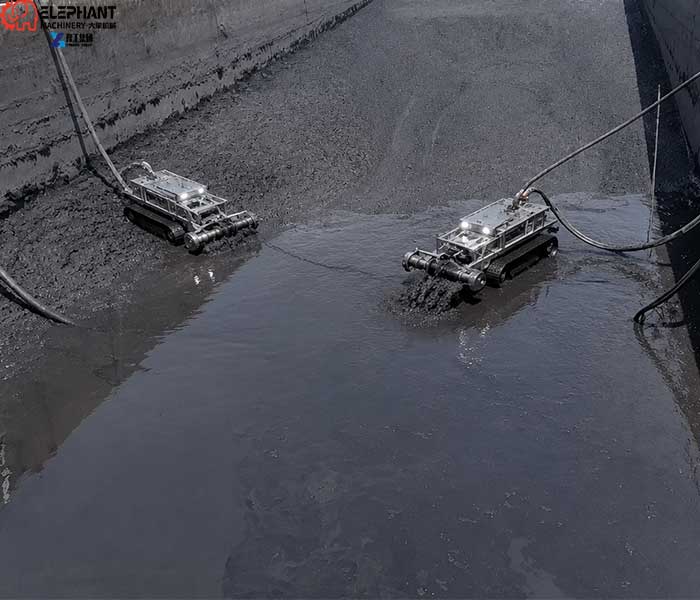crawler wastewater lagoon dredging robot for sludge removal and sediment cleaning