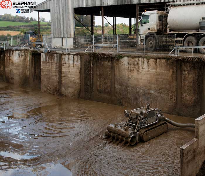 dairy farm sludge removal robot cleaning slurry pit