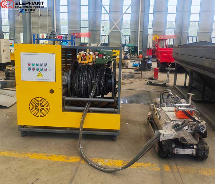Underwater lagoon dredging robot cleaning accumulated sludge with remote control operation