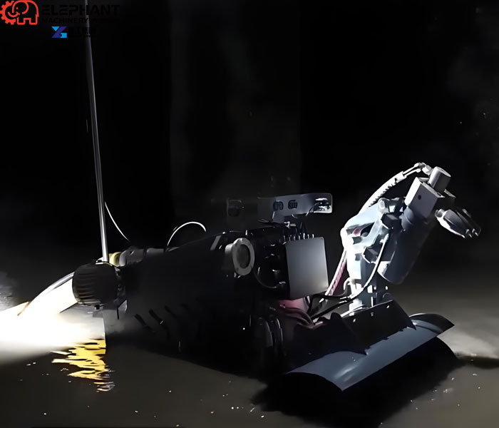 Remote-controlled dredging robot operating inside a pump station